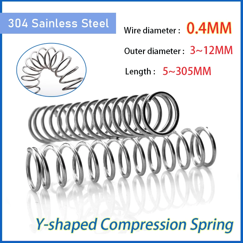 

Wire Dia 0.4MM OD 3/4/5/6/7/8/9/10/12MM L:5~305MM 304 Stainless Steel Compression Spring Y-shaped Shock Absorption Return Spring