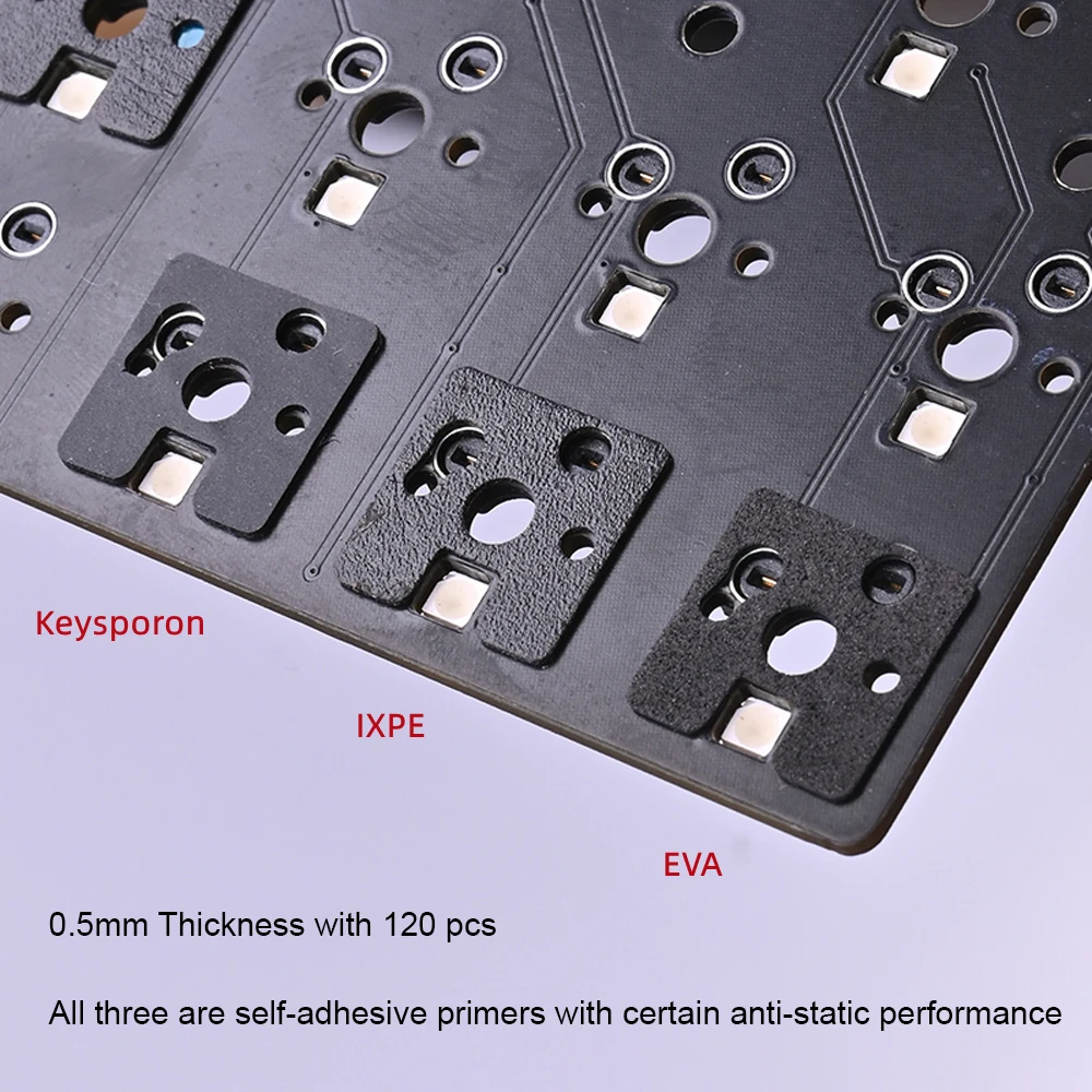 120 Pcs EVA / Keysporon/IXPE PCB Switch Pad 0.5mm Foam Stickers for Adhesive Backing