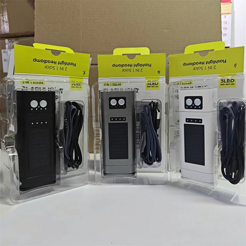 

Solar Power Bank Headlight, Flashlight Integrated Multifunctional New Lighting High-Quality, Large Capacity Long Battery Life