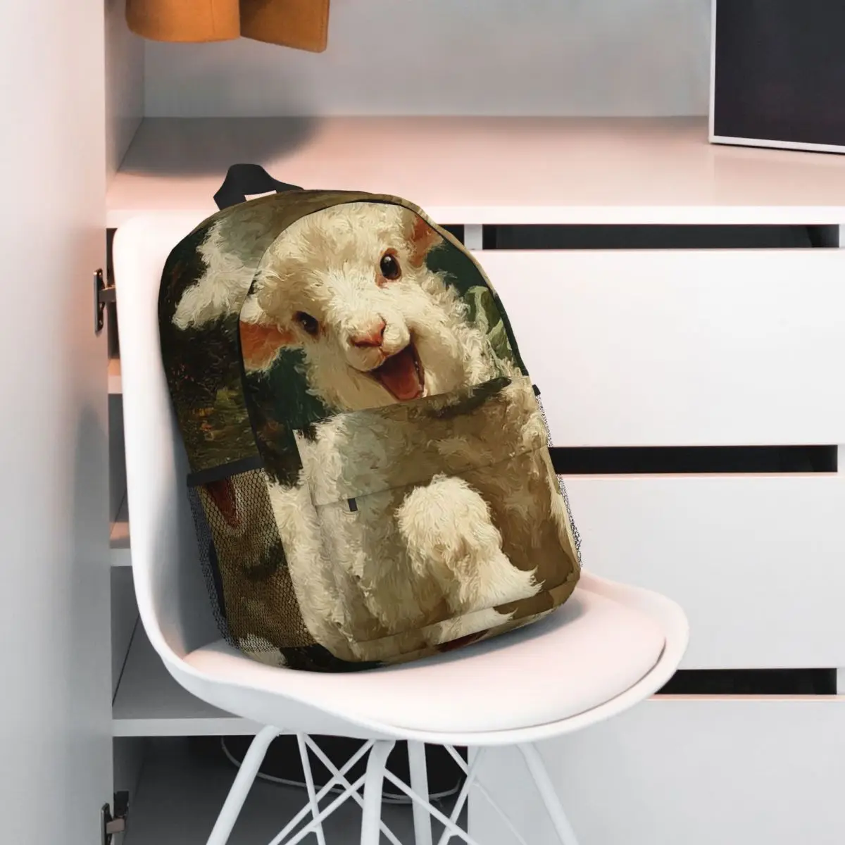 Vintage Goat Themed Backpack Student BookBag Children School Bag Laptop Shoulder Bags for Boys Girls