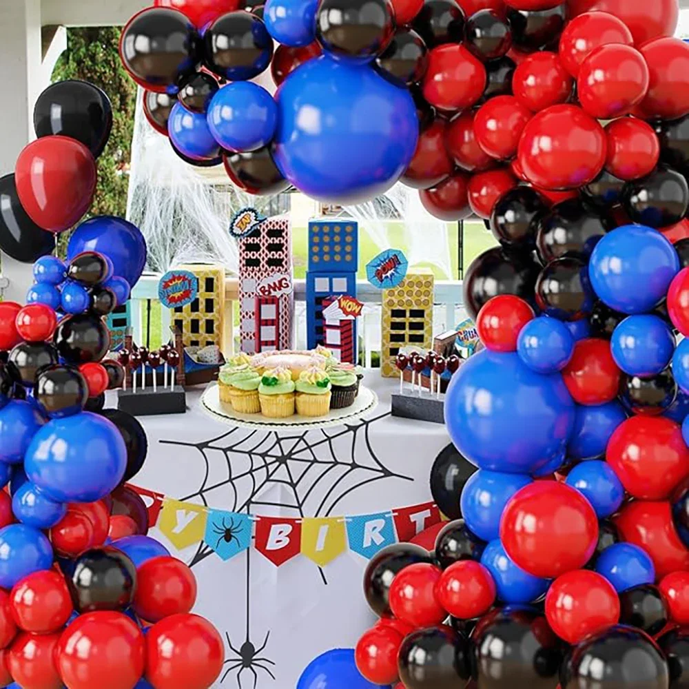 114pcs Red Black Blue Latex Balloons Garland Arch Kit for Kids Spider Hero Theme Birthday Party Decoration Spidy Globos Supplies - view 5