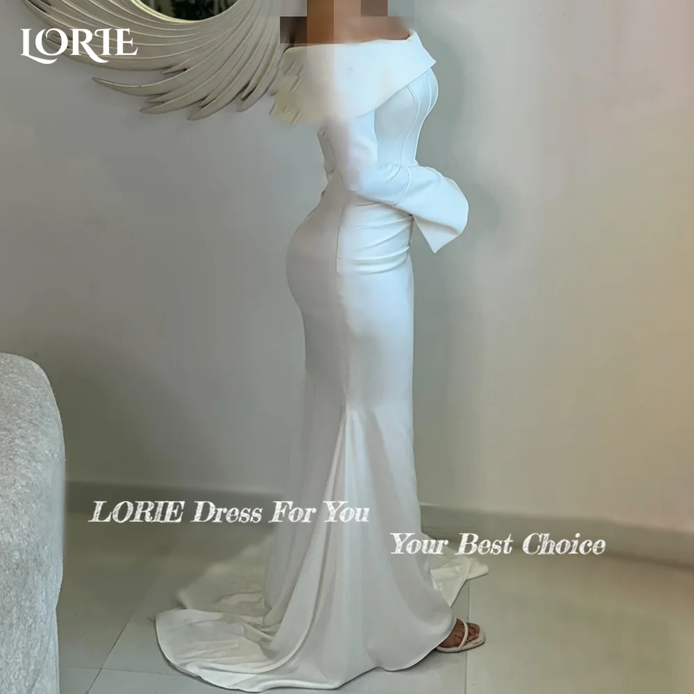 LORIE Off Shoulder Mermaid Wedding Dresses Elegant Boat Neck Corset Bobycon Long Sleeve Bridal Gown Pleats Bride Gown Customized