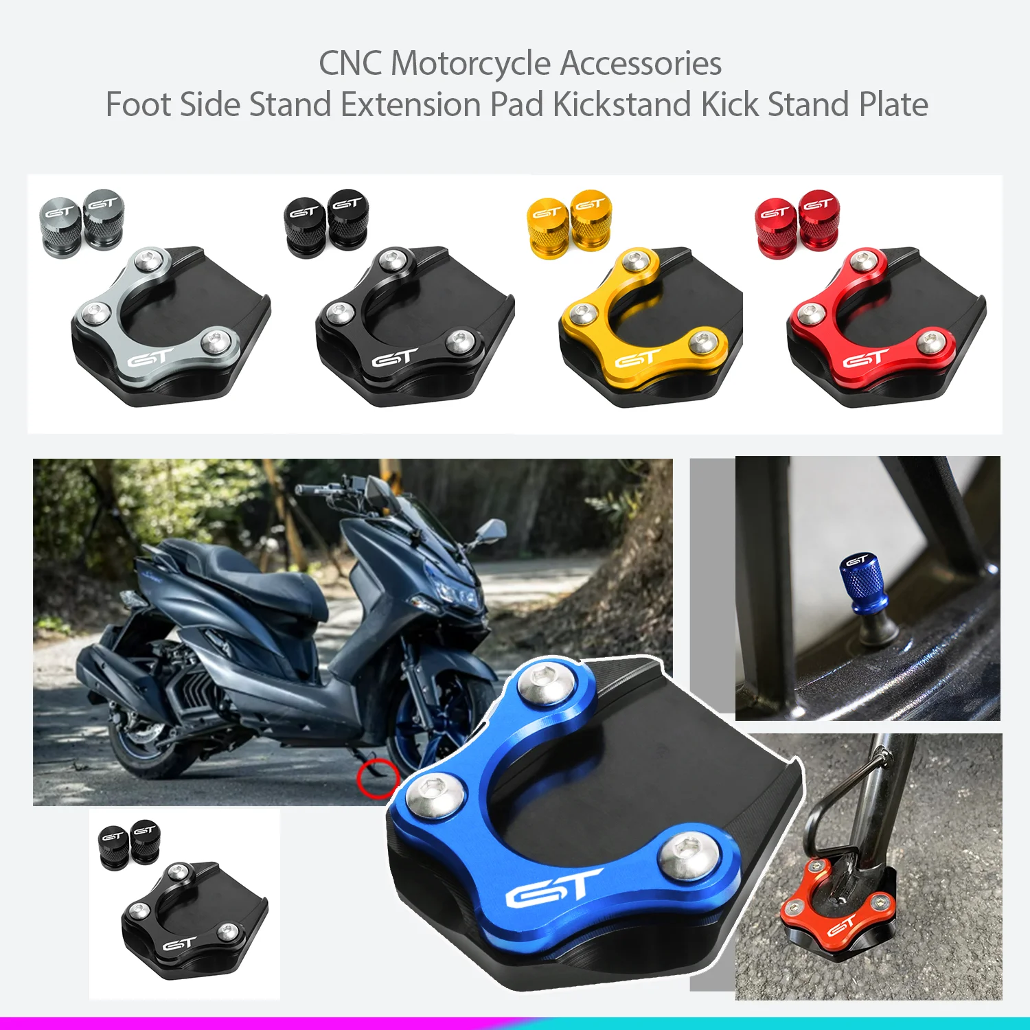 

Motorcycles CNC Kickstand Side Stand Enlarger For Suzuki GSX-S1000 2022 2023 GSXS1000 GT Motorcycle Parts GSX S GSX-S GSXS 1000