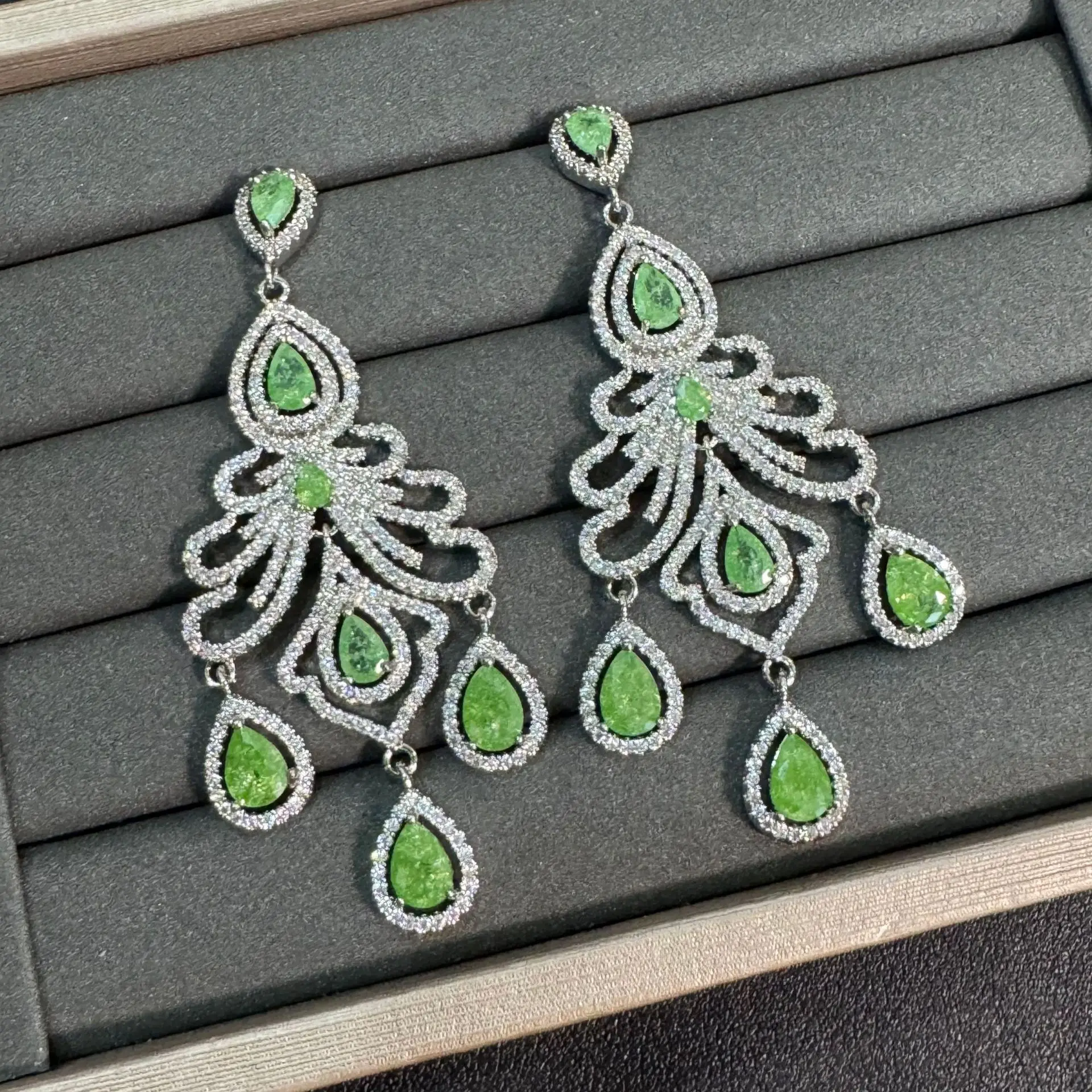 

zircon shiny earrings for women luxury jewelry fushi blue green white purple zirconia teardrop pendant earrings party jewelry