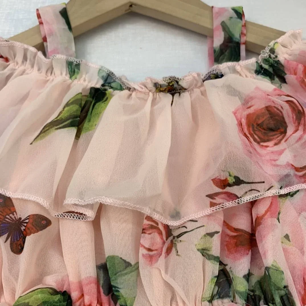 AN265 Girls' thin flower dresses baby girls summer strapless dress children's princess dresses Brand summer children clothes