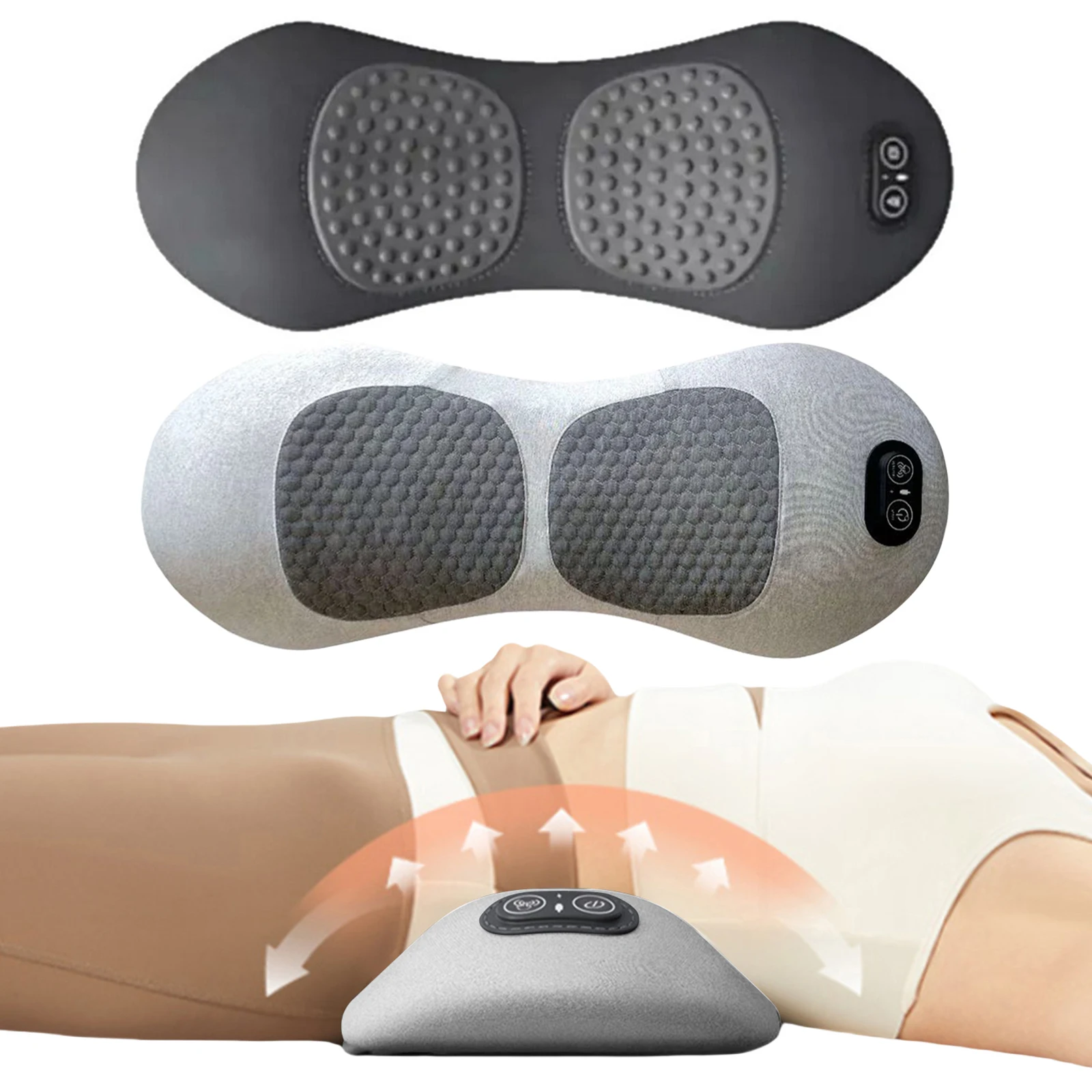 3-in-1 Back Massager Portable Shoulder Lower Back Pain Relief Waist Memory Foam Pillow Electric Lumbar Support Pillow Bed Chair