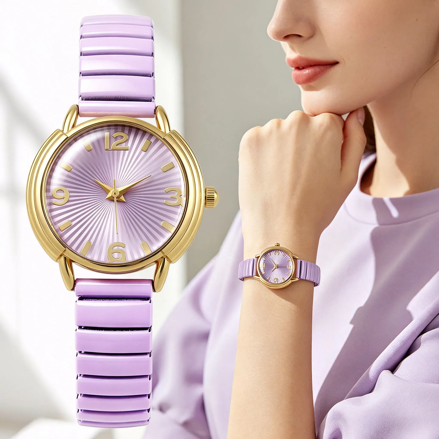 Teperament Women Fashion Luxury Trend Popular Ladies Elastic Strap Quartz Watches Anniversary Gift