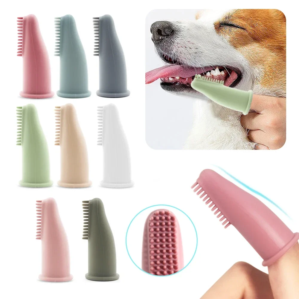 Dog Super Soft Pet Finger Toothbrush Teeth Cleaning Bad Breath Care Nontoxic Silicone Tooth Brush Tool Dog Cat Cleaning Supplies