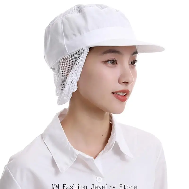Kitchen Work Cap with Mesh Panel and Hair Cover for Daily Wear D0UB
