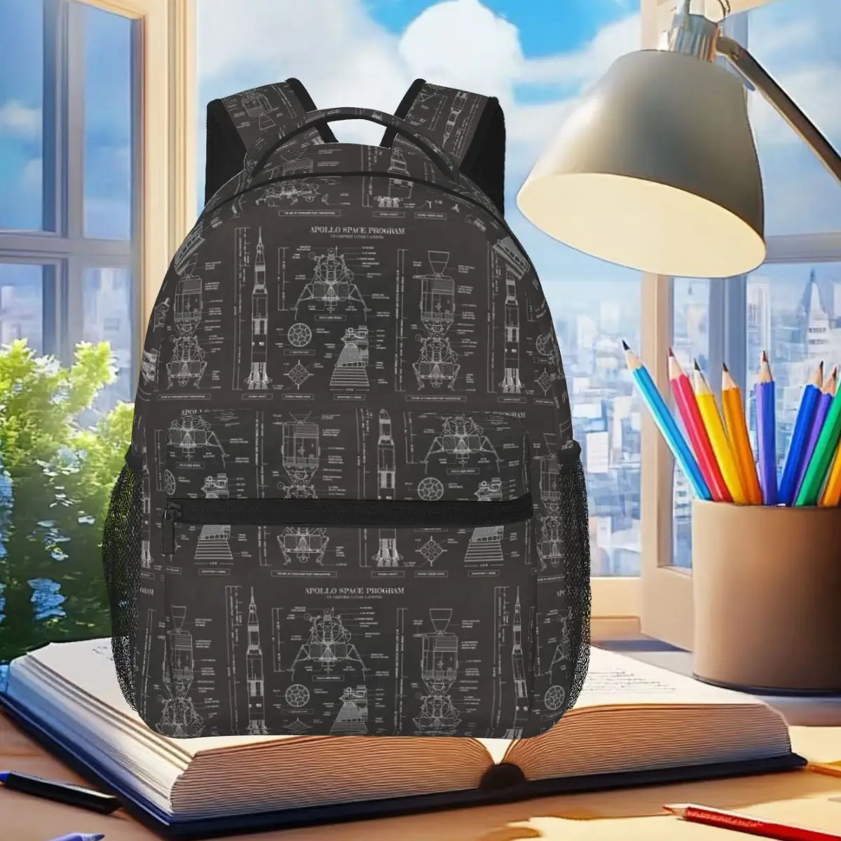 

Apollo Program (1961 - 1975) Blackboard Student Backpack School Bag Hiking Travel Daypack for Men Women Bookbag Shoulder Bags