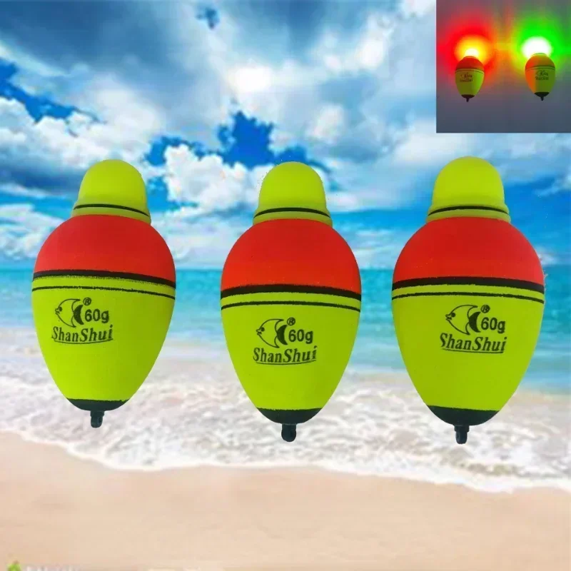 2/4Pcs 30/40/50/60/70/80g EVA Luminous Fishing Night Float Light Stick Foam Plastic Bobber Sea Rock Fishing Striking Floats