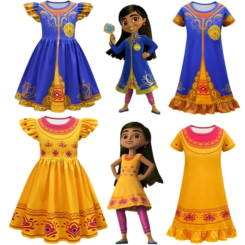 女の子のためのミラロイヤルコスプレ衣装,子供のためのハロウィーンドレス,漫画のフライスリーブドレス,誕生日パーティーのためのプリンセスドレス,夏の服