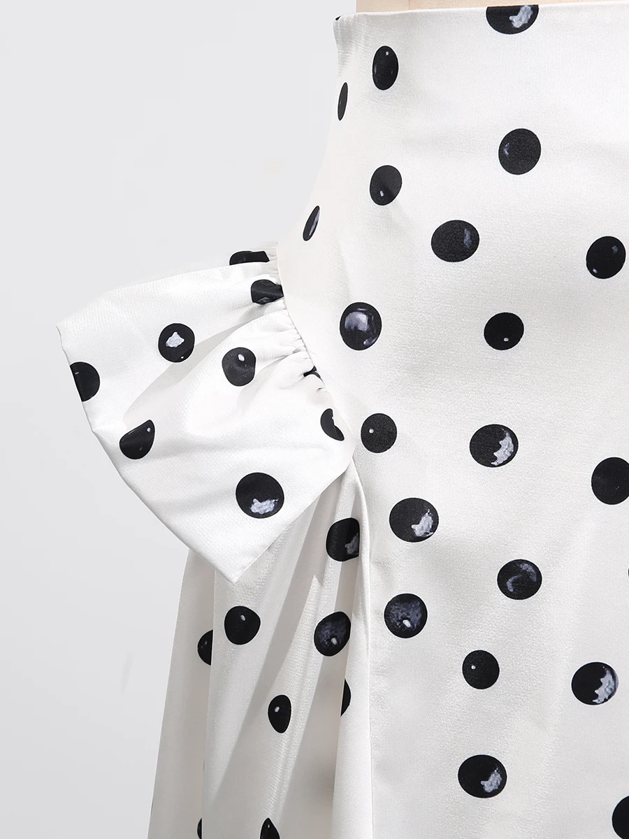 ROMISS Hit couleur à pois jupes élégantes pour les femmes taille haute Patchwork plis tempérament jupe femme vêtements mode