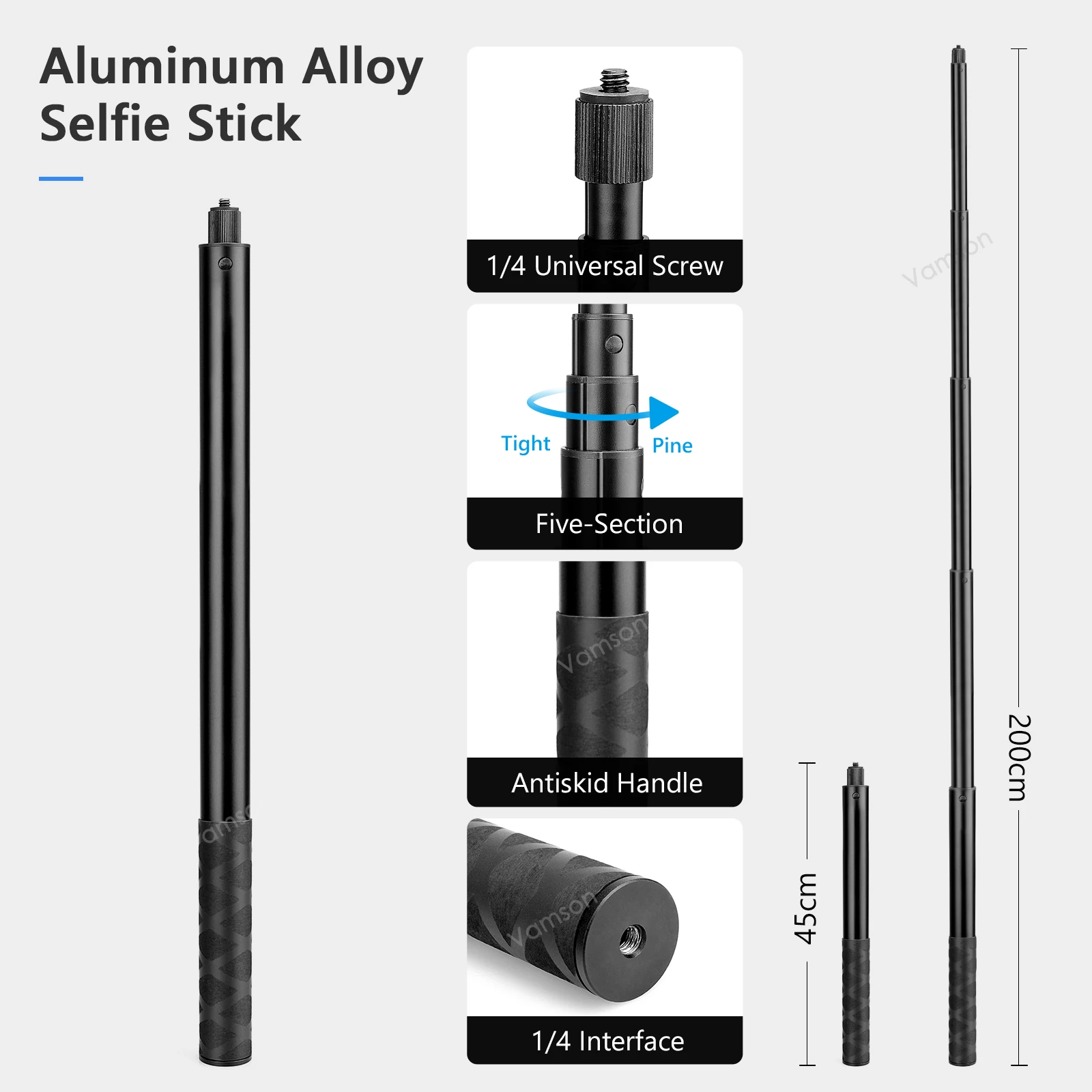Vamson Tempat Kamera Sepeda Motor dengan Tripod Tongkat Selfie Aluminium untuk Aksesori Motor GoPro Insta360 One RS One X2