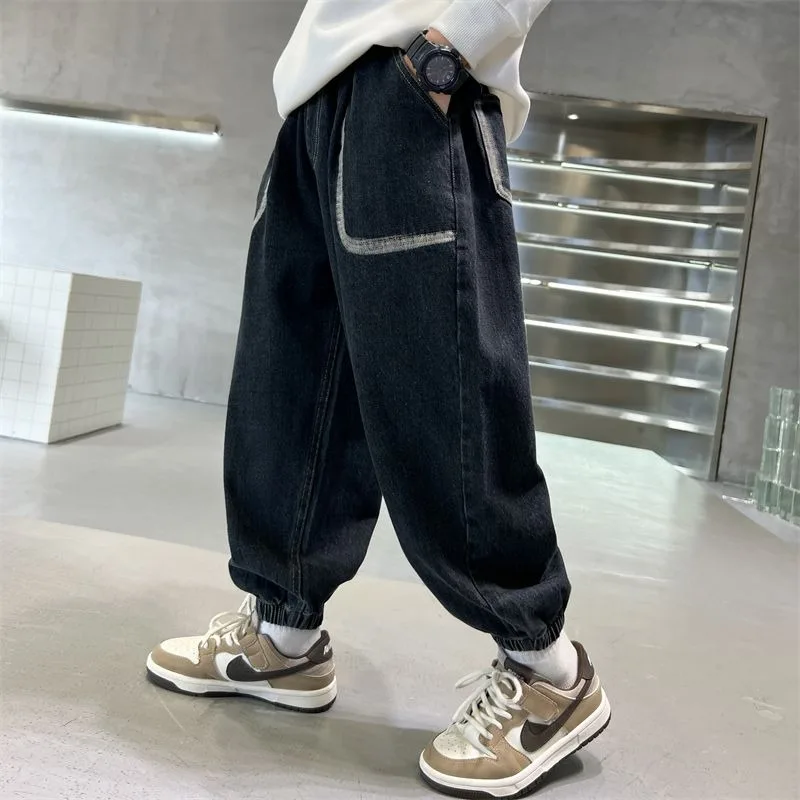 

2025 New Boys Autumn Winter Fleece-Lined Jeans - Thickened Toddler Casual Pants, Korean Style Stylish Jeans for Big Kids Boys