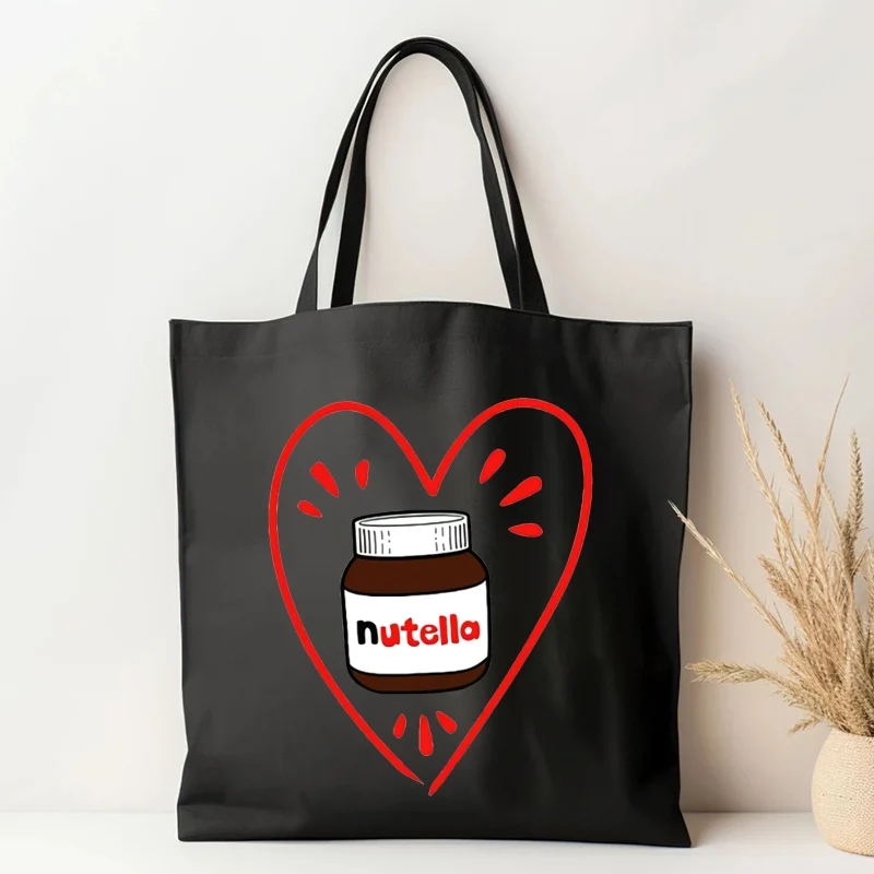 Bolso de mano con patrón de dibujos animados Nutella 90s Harajuku Kawaii para mujer, bolso de mano informal con asa superior grande, bolsos de compras para mujer