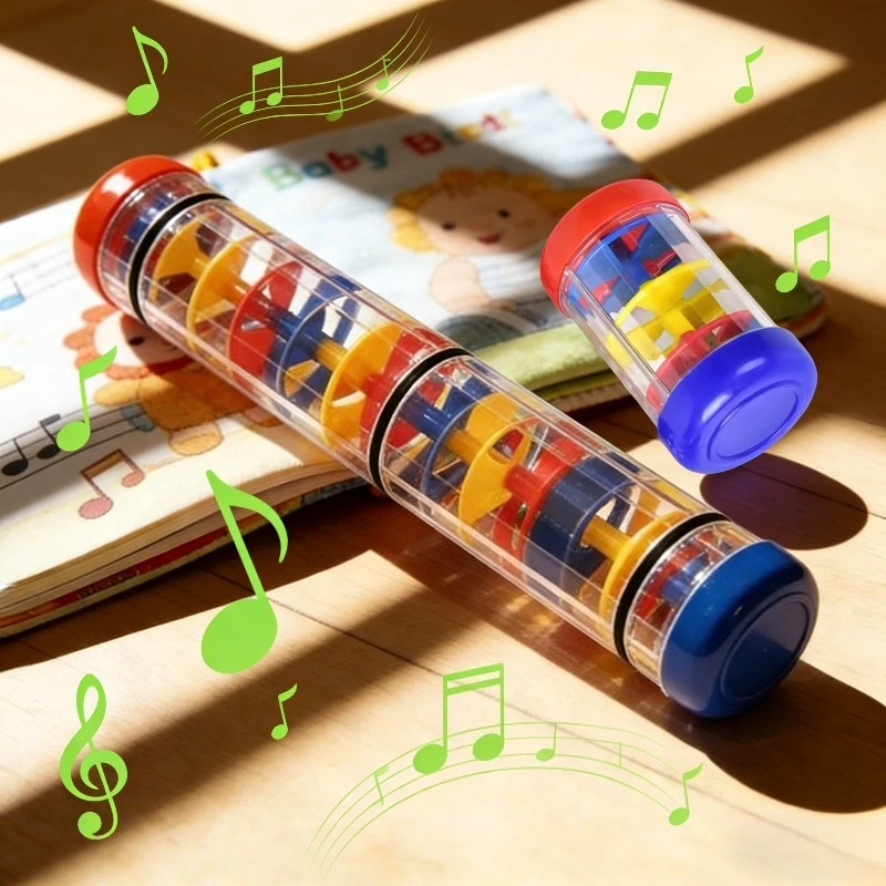 Brinquedo musical para bebês, sons de chuva, sino, tubos de som de chuva para acalmar bebês, quebra-cabeça, instrumentos musicais para exercitar ouvir
