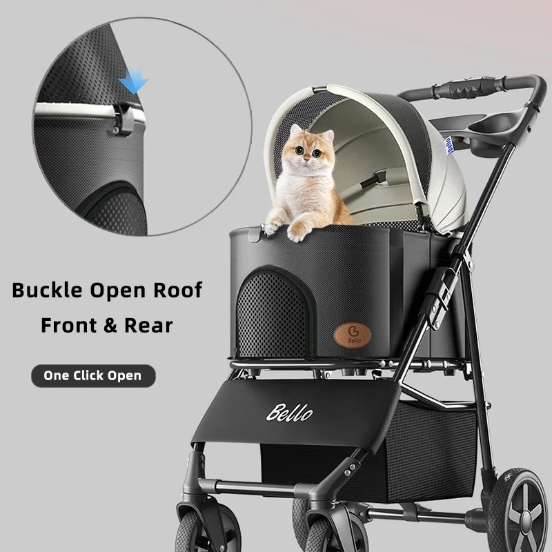 

New Pet stroller Detachable pet parm Lightweight Portable Small Cart Pusher For Dog Cat Bag Separation Carrier