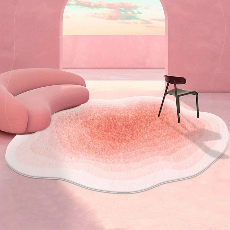 

Простой ковер неправильной формы, украшение для гостиной, дома, спальни, пушистые мягкие коврики, легкий роскошный гардеробный туалетный столик, нескользящий коврик