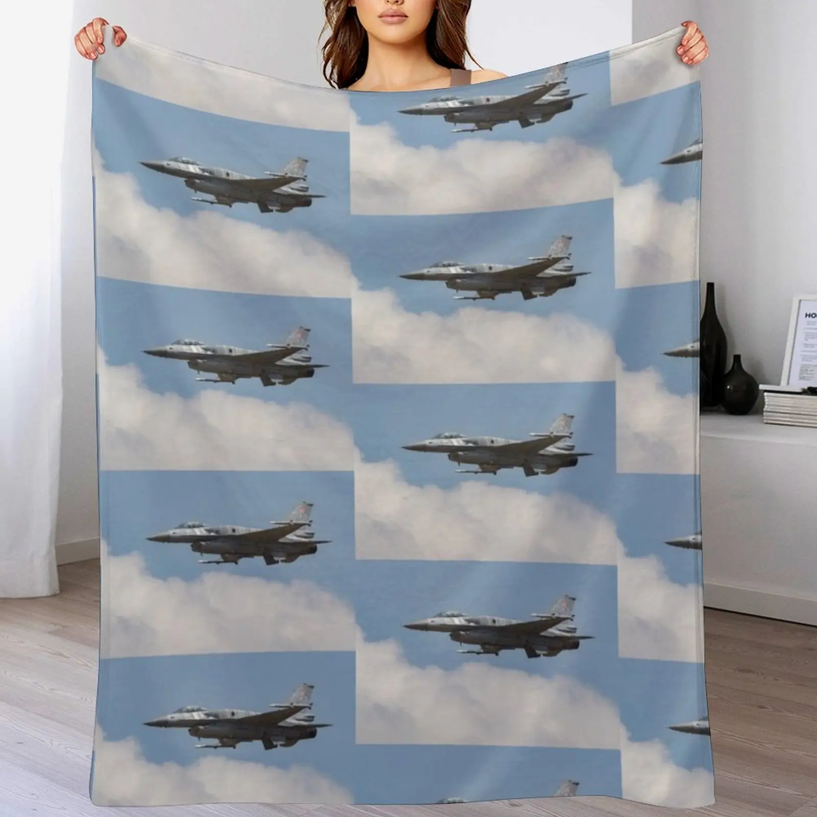 F16 Fighter Jet Throw Blanket Warm Plush Fuzzy Blanket for Living Room