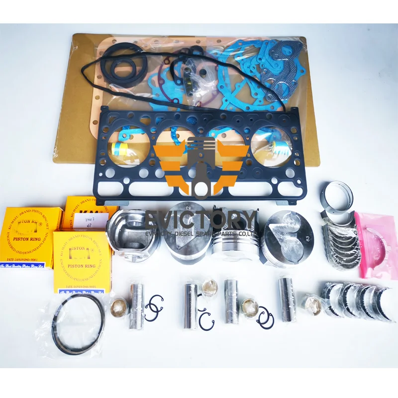 For KUBOTA spares V2003 overhaul kit piston ring gasket bearing + water pump + valve guide