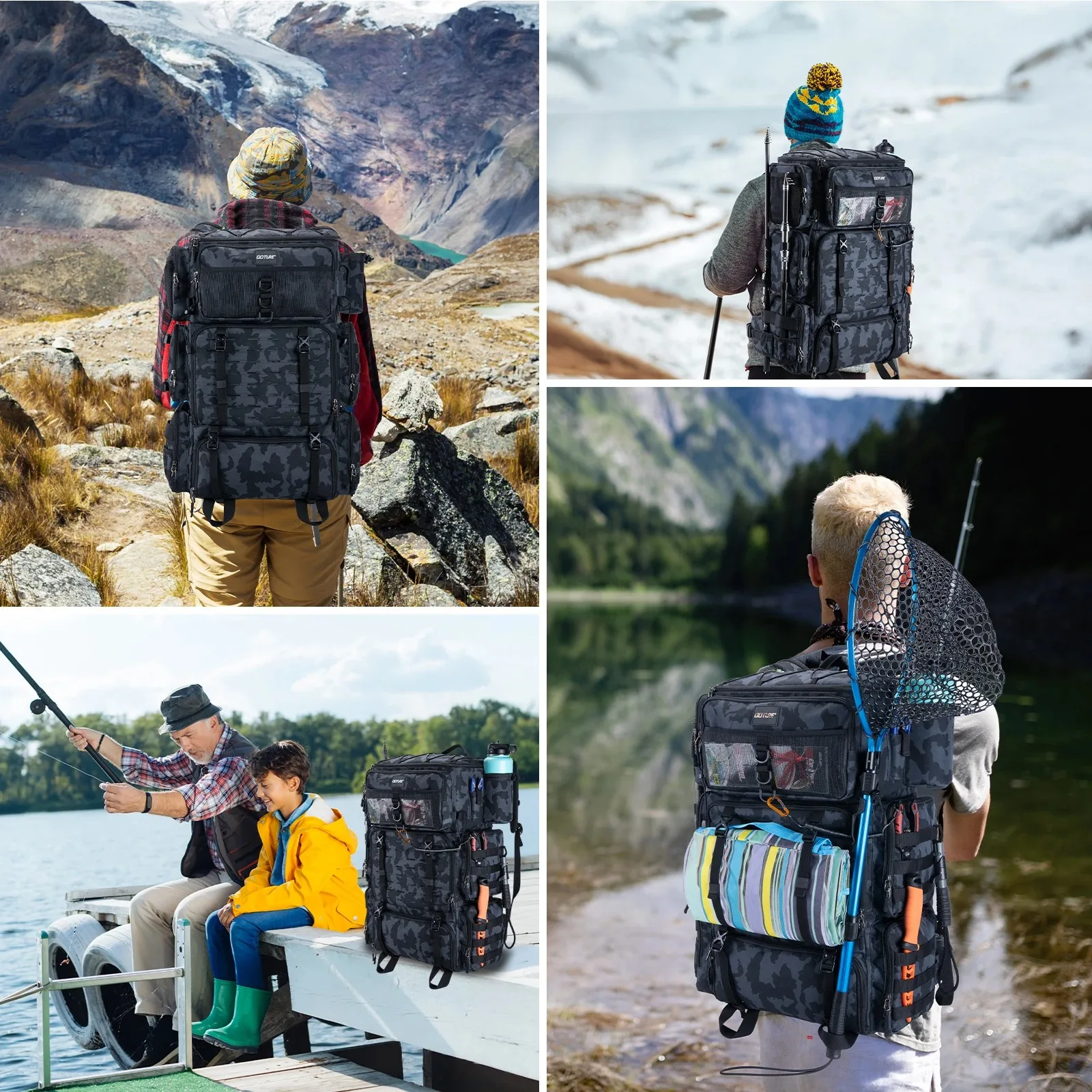 Goture 釣り道具バッグ 72L 大容量断熱クーラーコン - Rain Cover Backpack のレビューと価格