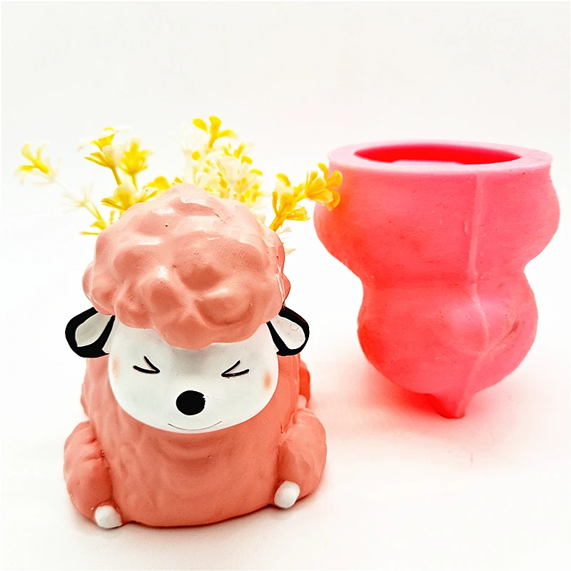 Silicone Mold 3D Flower Pot Poodle Gypsum Resin Candle Concrete Crystal Epoxy Tool DIY Handmade Handicraft Ornament