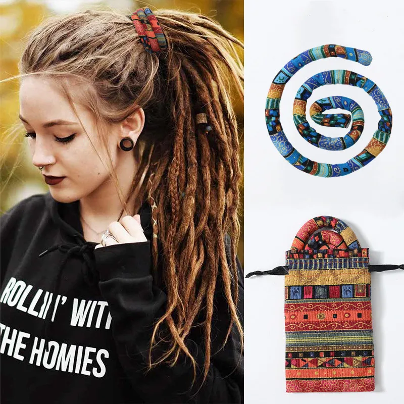 Colorful Dreadlocks Long Ponytail Hairpin Hair Bands Ethnic Style Hair Ropes Ties Horsetail Headband Bendable Hair Styling Tools