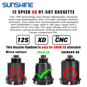 SUNSHINE-XD Desıgn-Cassette-Bıke, 12 Vitesli, 9T-50T, Siyah, Tekerlek, Freewheel Dağ Bisikleti, Sram XD Freehub için 12V güç kaynağı, GX KARTAL XX1 X01 8 en çok satılan, kaset-sram xx1 kartal, 12 - №1