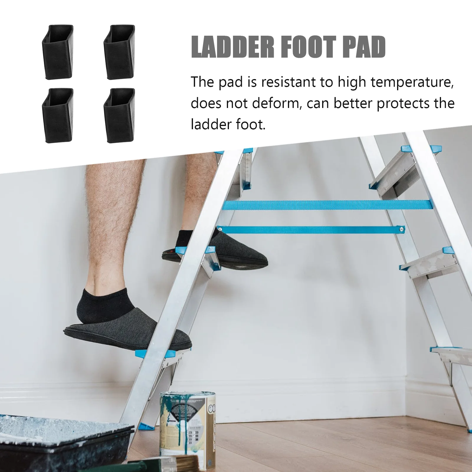 

4Pcs Ladder Foot Cover Thick Rubber Pads Step Ladder Feet Protector Non-Skid Mat Durable Anti-Vibration Noise Reduction