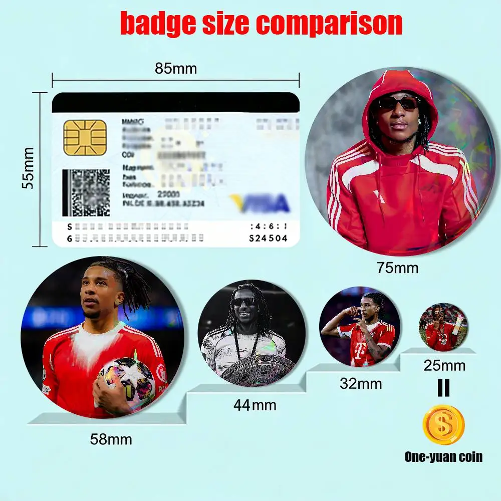 The Red Football Boy Michael Olise Laser reflective round badges pins bag clothing decorations collectibles gifts for friends