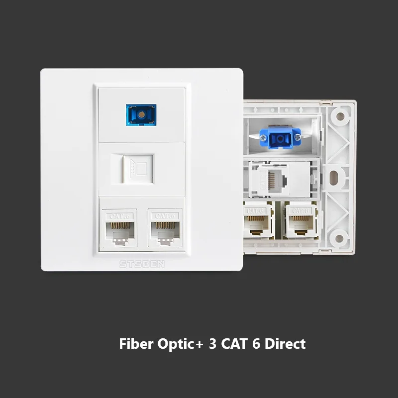 3 Port CAT5E CAT6 CAT6A CAT7 CRJ45 Ethernet Module 1 Port Fiber SC Optical Interface Socket 86 Type Wall Panel Sockets