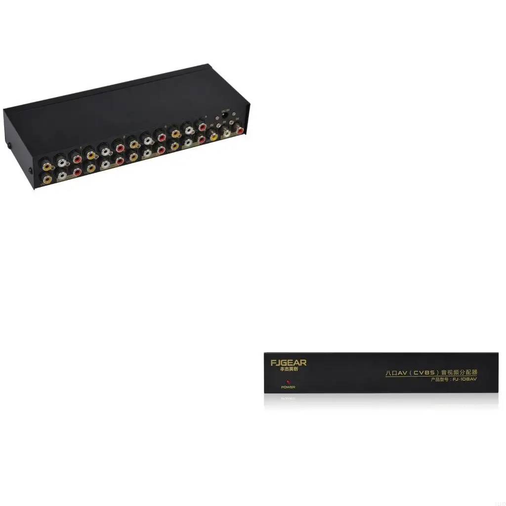 J1HD 8-way Composite RCA AV Splitter 1X8 Video 1 in 8 out Splitter Distributor for STB DVD HDTV