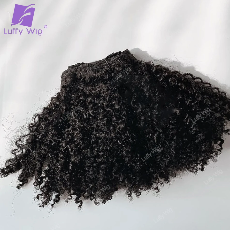 Grampo sem emenda em extensões do cabelo humano para mulheres negras, Remy real do Mongolian, pena encaracolado perverso do Afro, Luffy, 100g, 4b, 4c, Ins