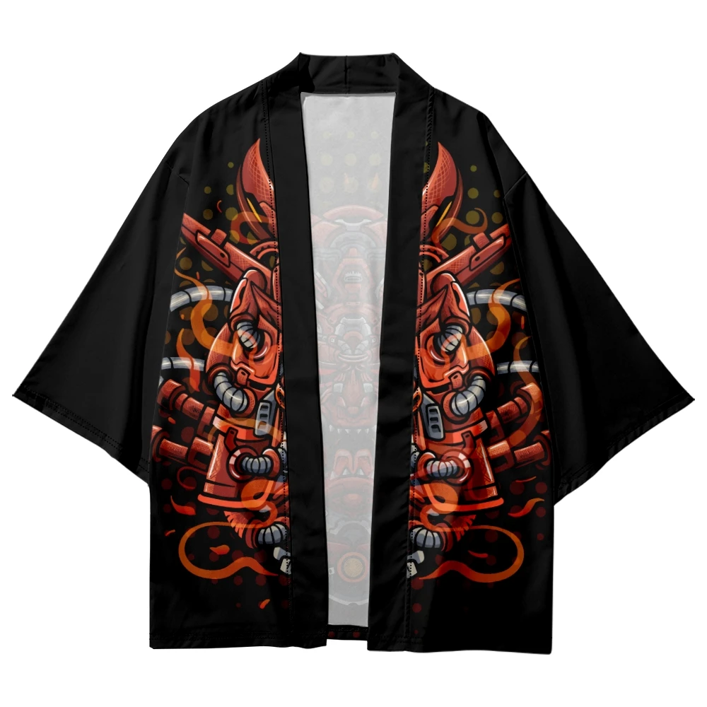 Streetwear Yukata Männer Frauen Kimono Cosplay Kleidung traditionelle japanische schwarze Dämon drucken Kimonos Haori