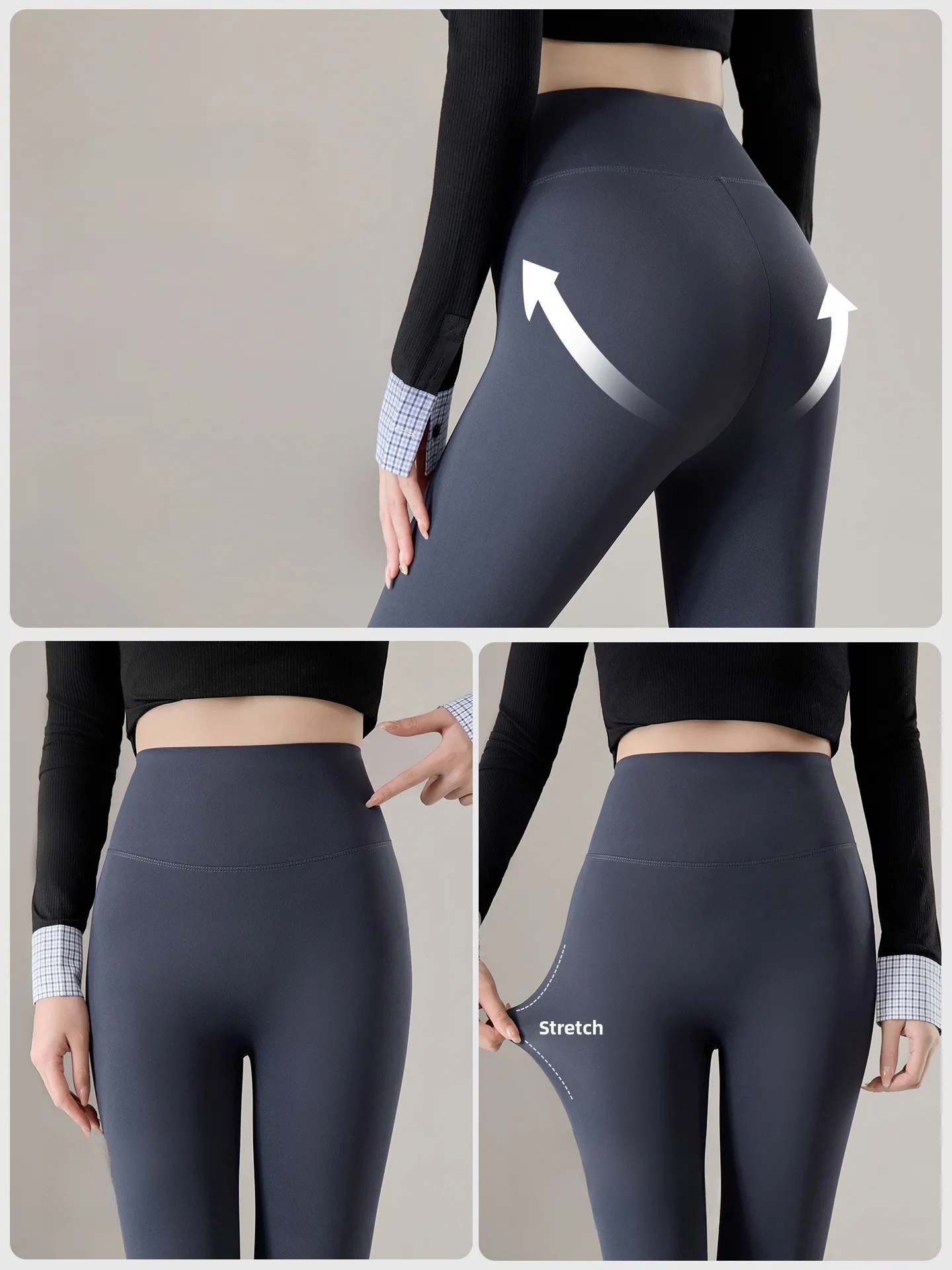 Pantaloni da yoga foderati in fce a vita alta da donna Pantaloni slim fit con controllo della pancia Autunno Inverno Pantaloni in pelle di arca Pantaloni lunghi casual a vita alta