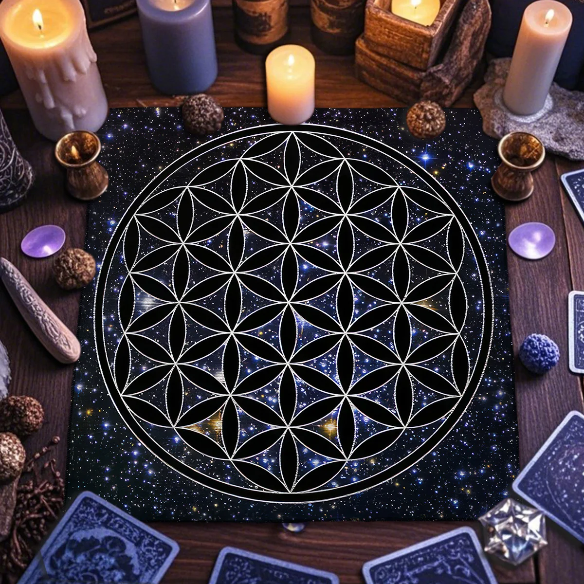 Sun & Moon Tarot Cards Tablecloth Tarot Reading Cloth Moon Phase Changes Altar Cloth for Tarot Enthusiasts Use Divination Decor