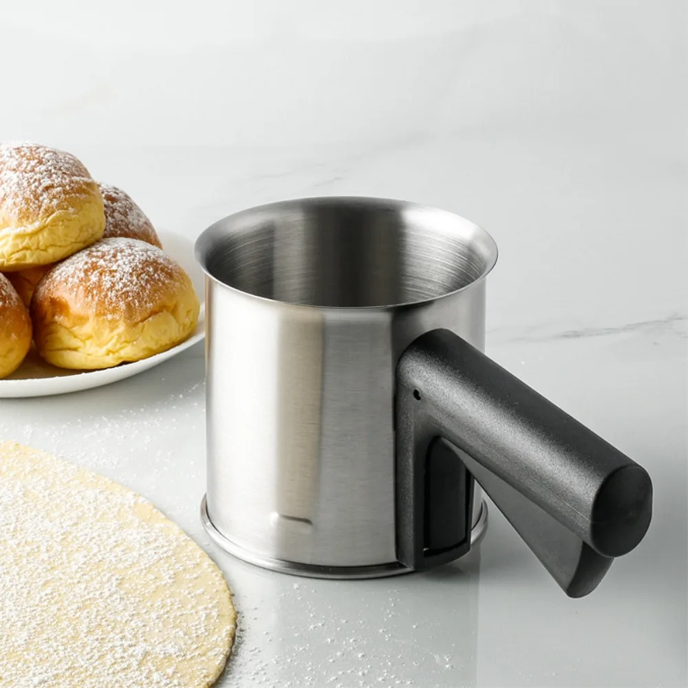 Baking Tool Stainless Steel Flour Screening Cup Semi-automatic Fine Mesh Flour Sifter Durbale Handheld Flour Sieve Sugar Powder