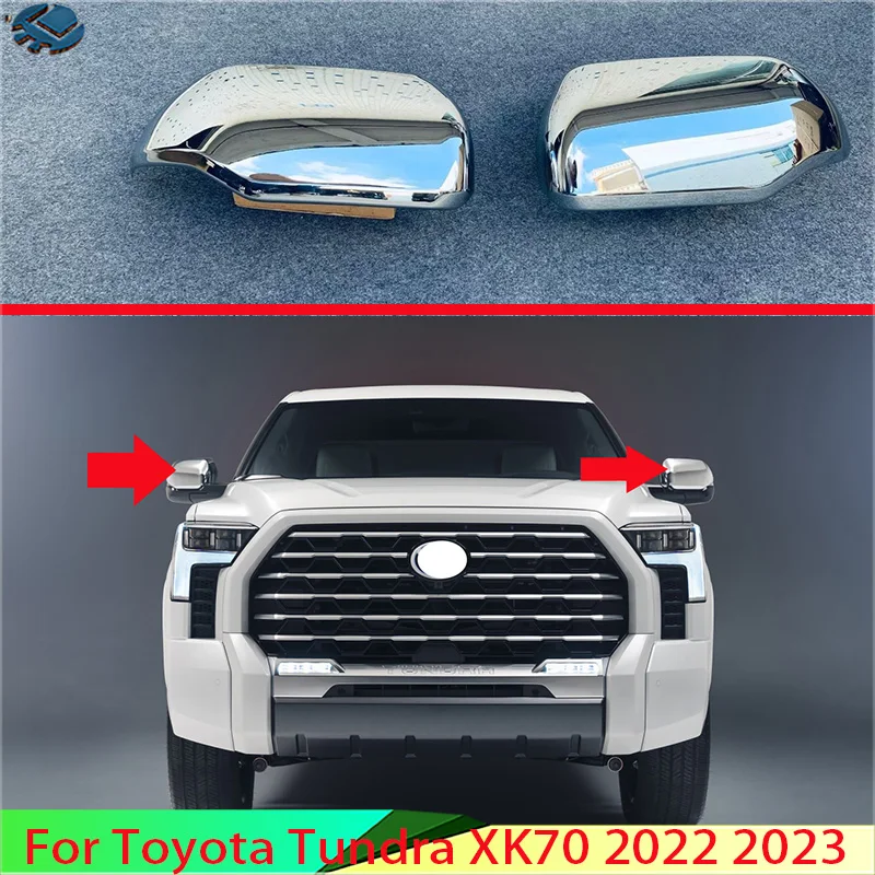 

For Toyota Tundra XK70 2022 2023 ABS Chrome Door Side Mirror Cover Trim Rear View Cap Overlay Molding Garnish