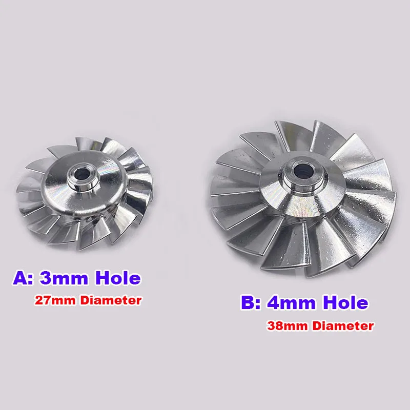 

27 мм/38 мм высокоточный канальный вентилятор с ЧПУ, крыльчатка из алюминиевого сплава, отверстие 3 мм/4 мм для высокой скорости 100000 Лопастное рабочее колесо вентилятора с каналами об/мин