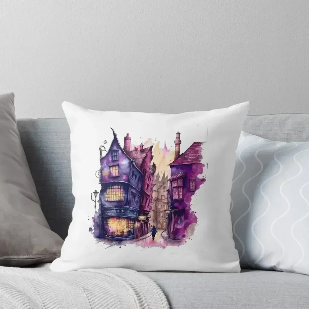 

The Alley - Watercolor Art - Fantasy - Harry Throw Pillow Pillow Decor Cushions For Children Cushion Cover Set pillow