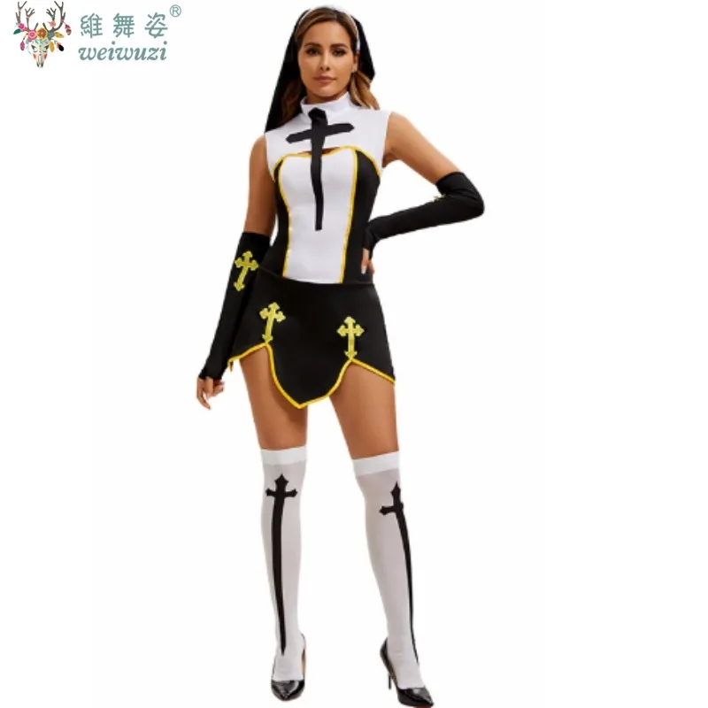 

Halloween Costume Church Religious Convent Cosplay Fancy Party Dress Adult Women Sexy Lady Nun Superior Cosplay Costume Carnival