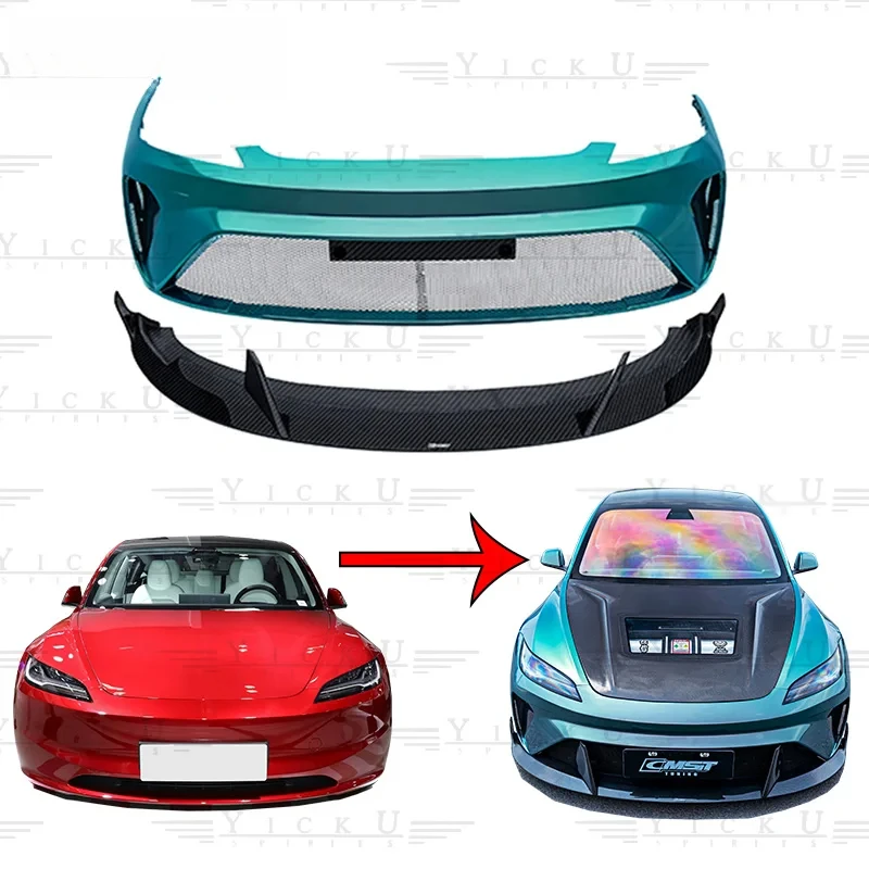 

High Quality CMST Carbon Fiber Body Kit Front Shovel Front Bumper Front Lip Suitable for 2023 Model 3