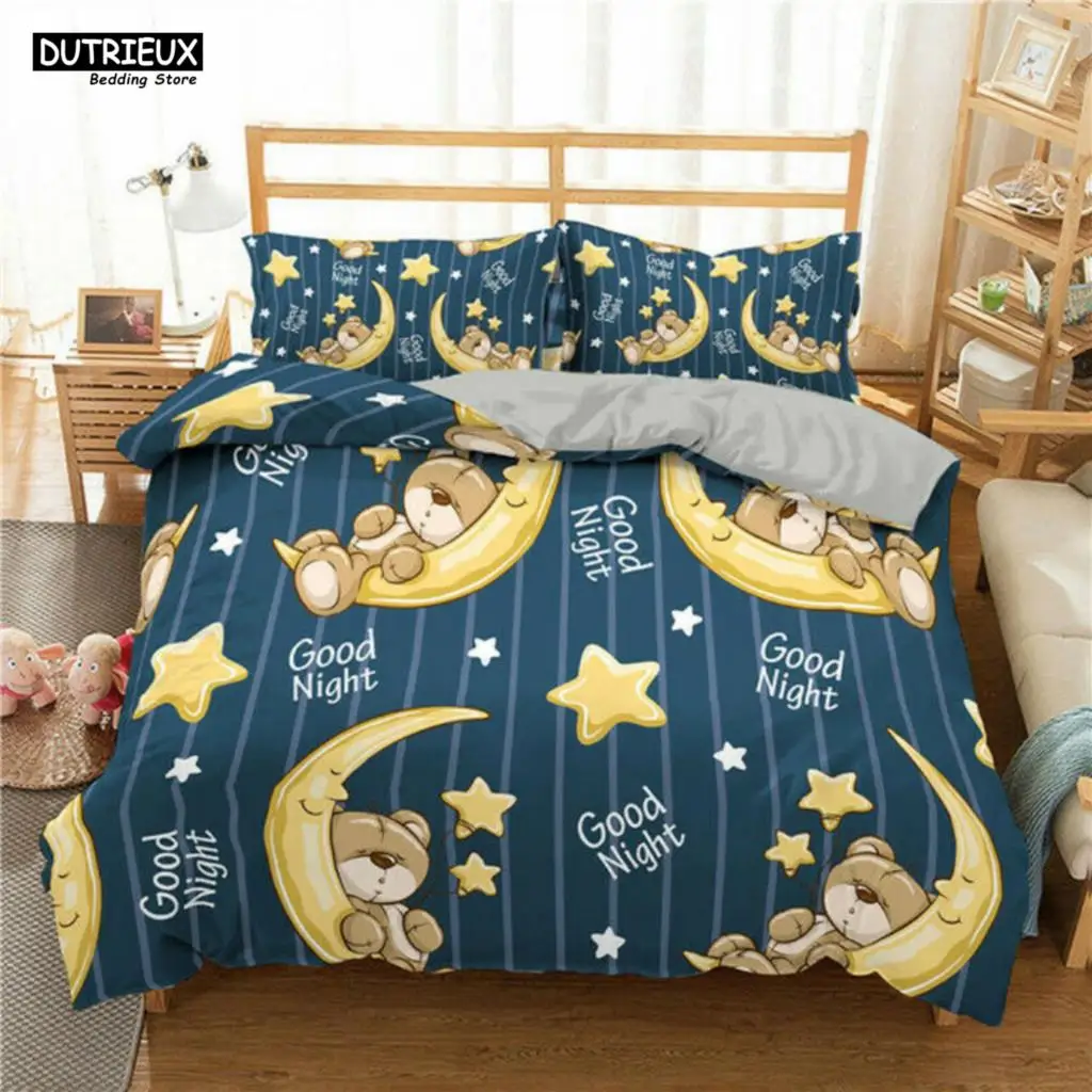 

3D Teddy Bear Bedding Set White Polar Bear Bed Linen Teens Women Single Twin Queen King Full Size Duvet Cover 2/3pcs Bedclothes