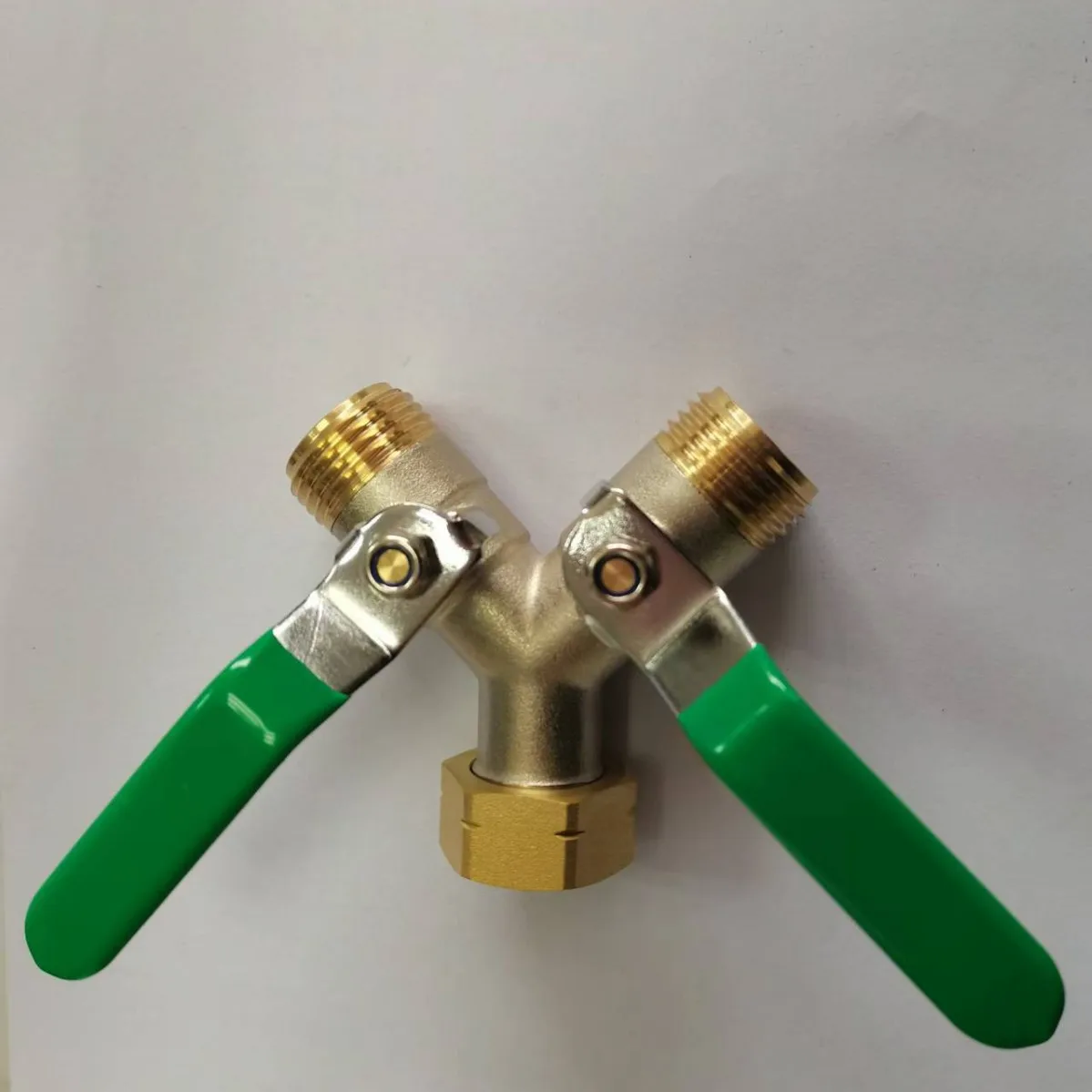 Brass Y Shape Two Way Valve Large Flow Water Pipe Splitter