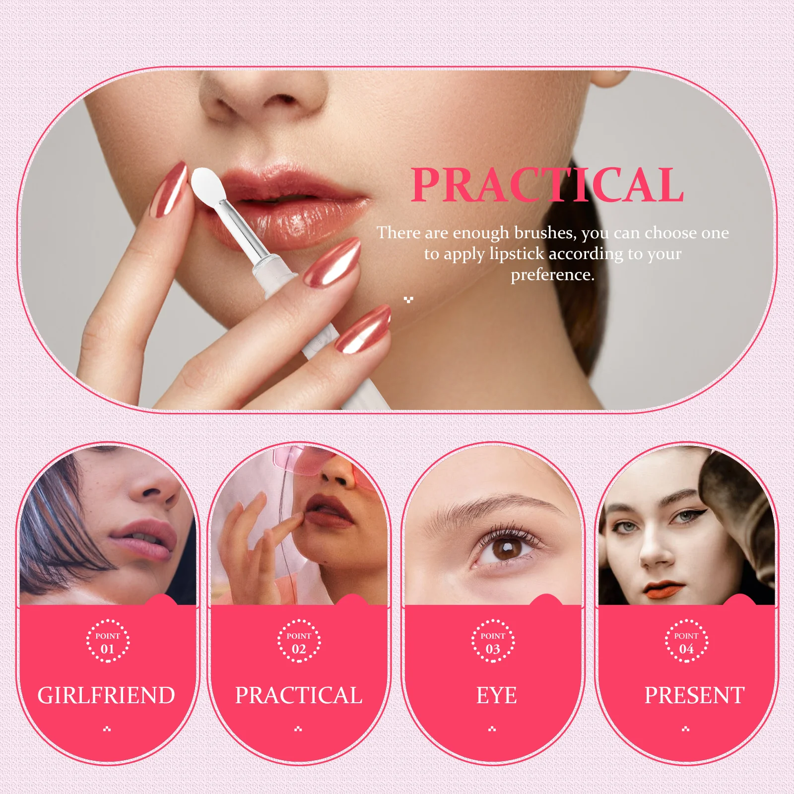

6pcs Silicone Lip Mask Brush Eyeshadow Applicator Tool Compact Portable Lipstick Applicator for Women Girls Gift