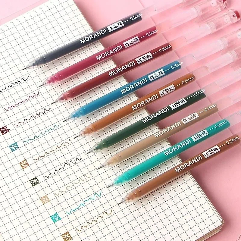 

9 Pcs/Set Colored Gel Pens 0.5 Mm Journaling Scrapbook Kawaii Writing Supplies Colorful Pen School Office Art Stationery