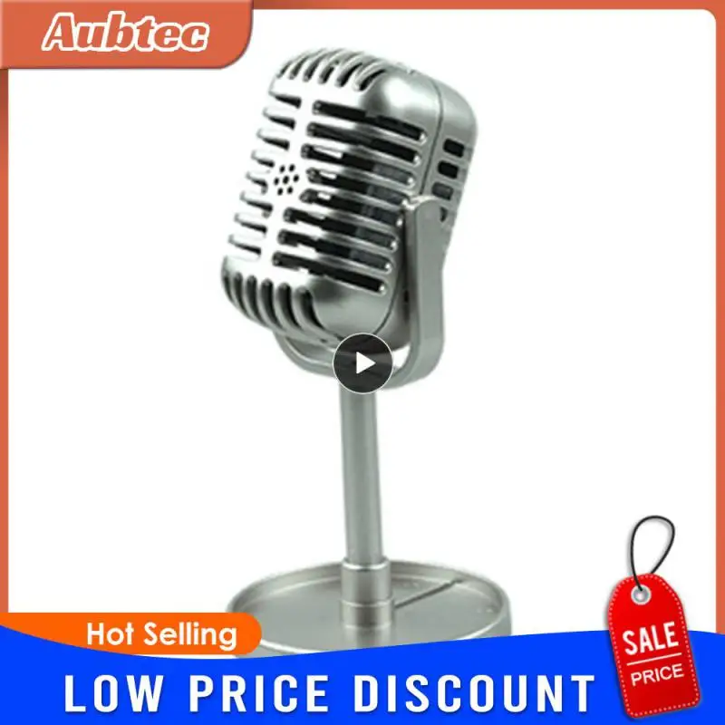 Simulation Props Mic Retro Dynamic Vocal Microphone Vintage Style Wireless Mini Mic Universal Stand Stage Performance Karaoke