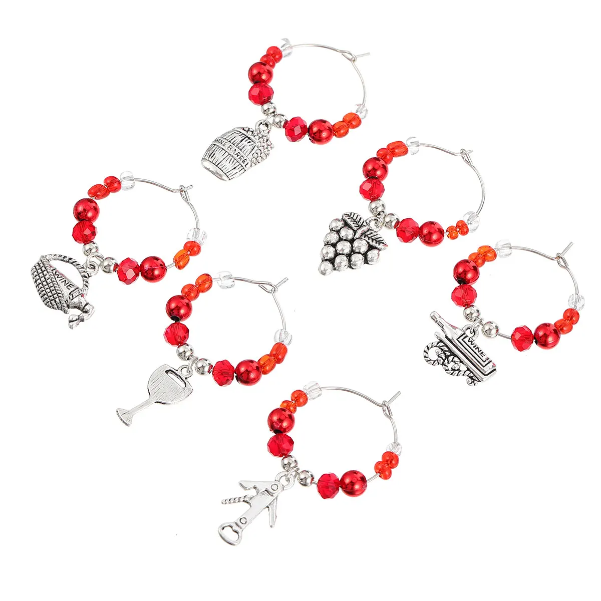 

6pcs Wine Glass Charms Christmas Drink Markers Premium Material Glass Identification Ring Cup Marker For Wineglass Party