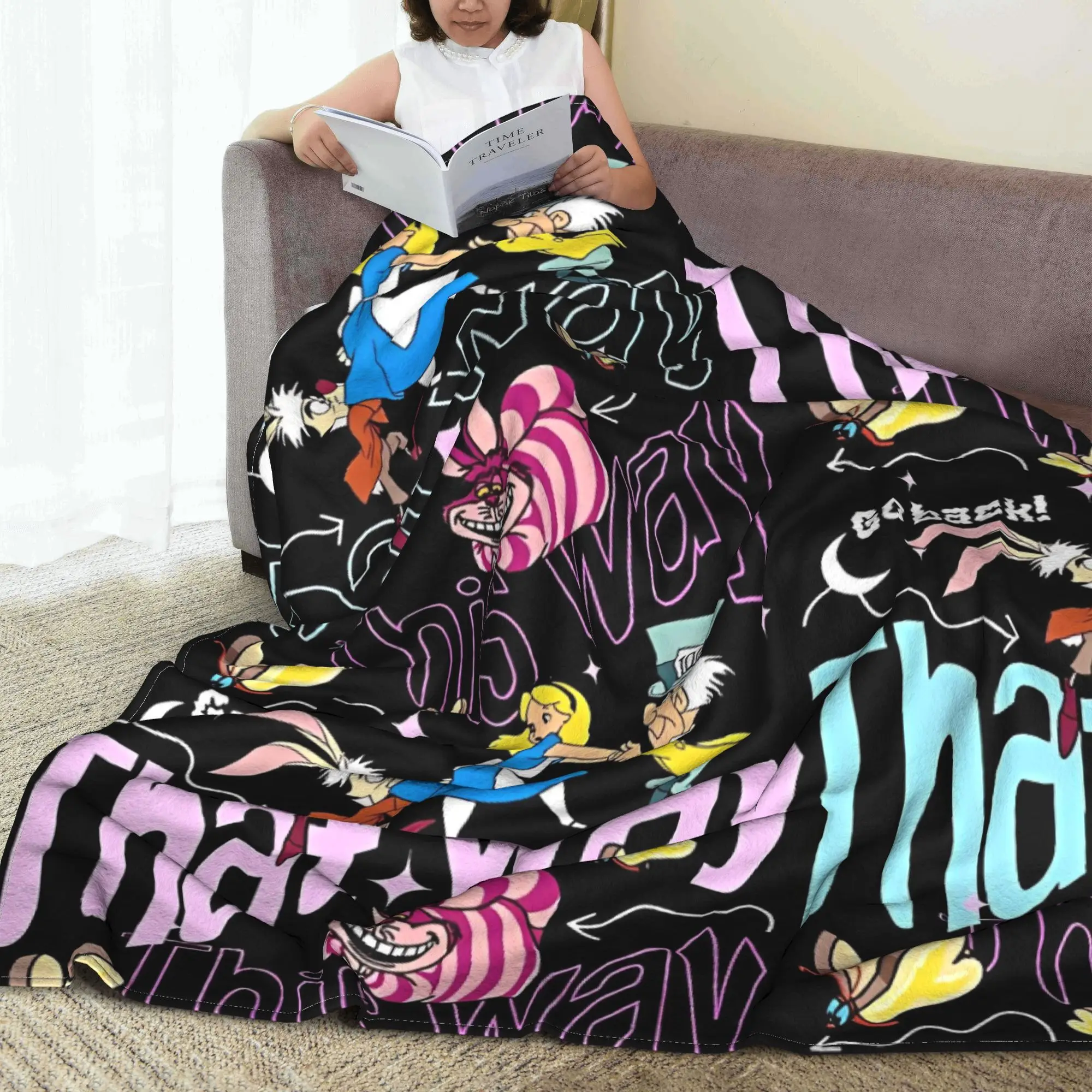 أليس في بلاد العجائب بطانية قطيفة صبي فتاة الفانيلا رمي بطانية للخارجية سوبر دافئ مخصص جودة المفرش هدية